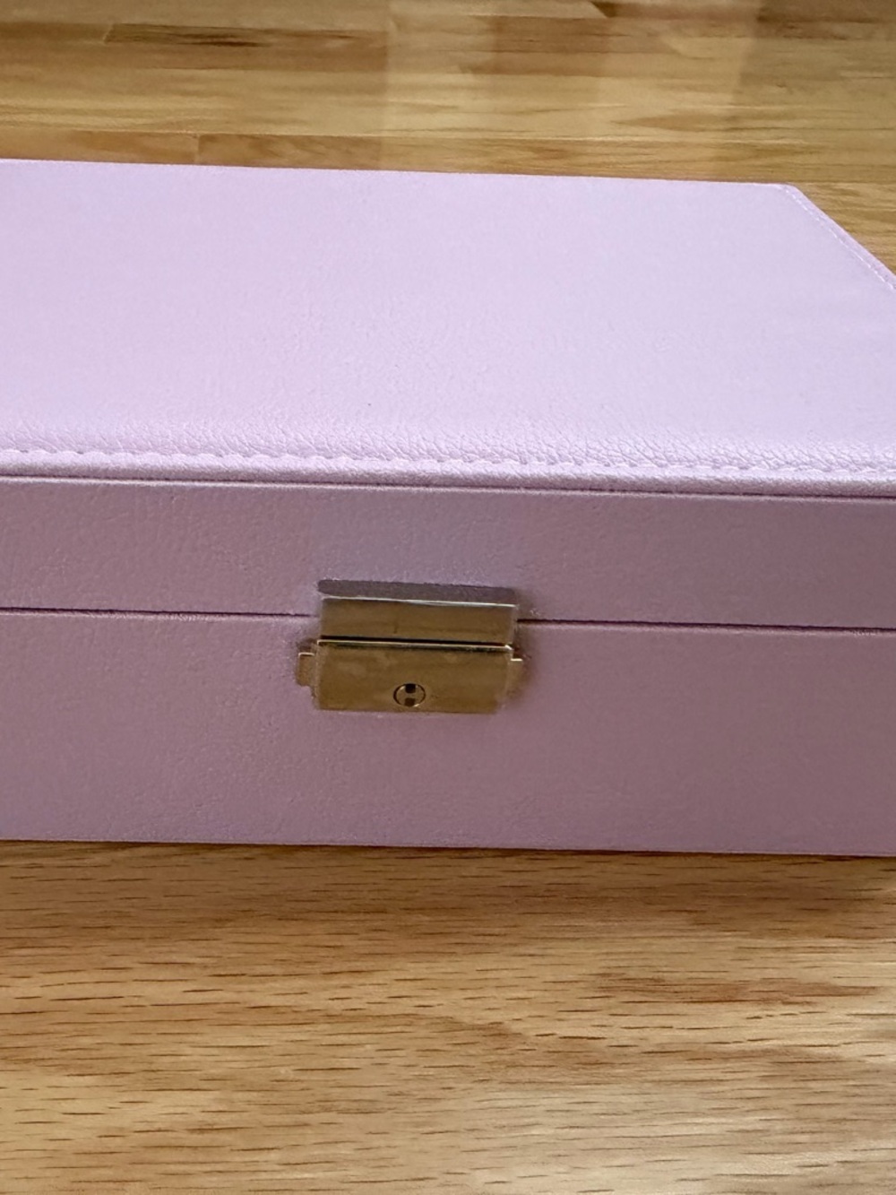 Pink Faux Leather Jewelry Storage Box with Metal Lock